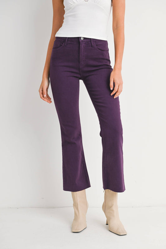 Just Black Denim- PURPLE - High Rise Tonal Crop Flare jeans