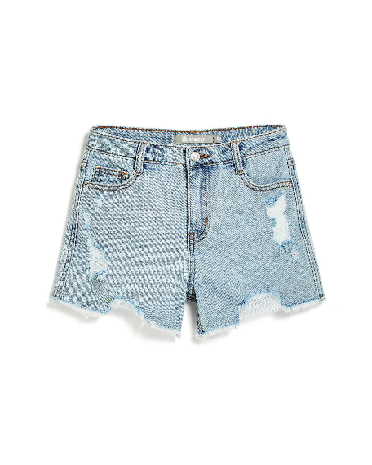 Tractr Girls-Weekender short with deconstruction / medium indigo