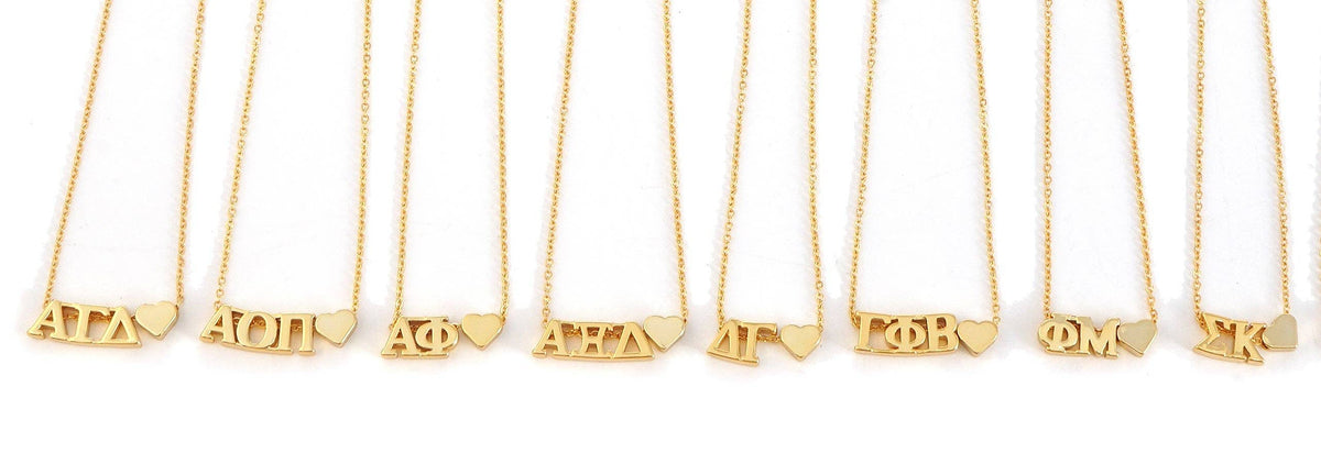 I Love My Sorority: Greek Letters Heart Necklace: Kappa Delta