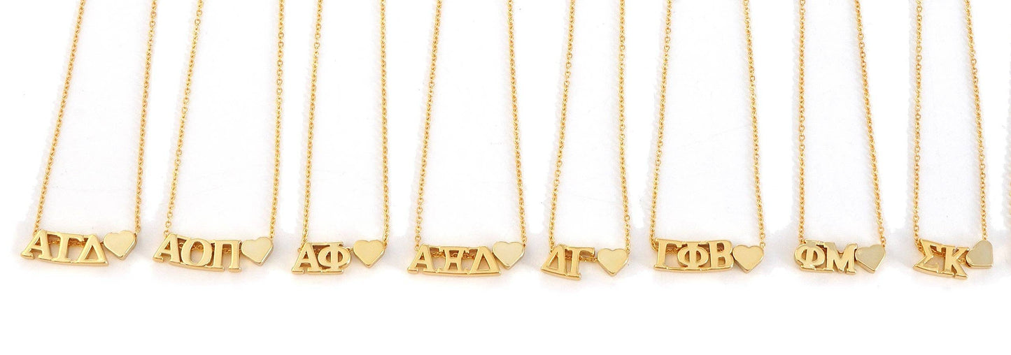I Love My Sorority: Greek Letters Heart Necklace: Alpha Gamma Delta