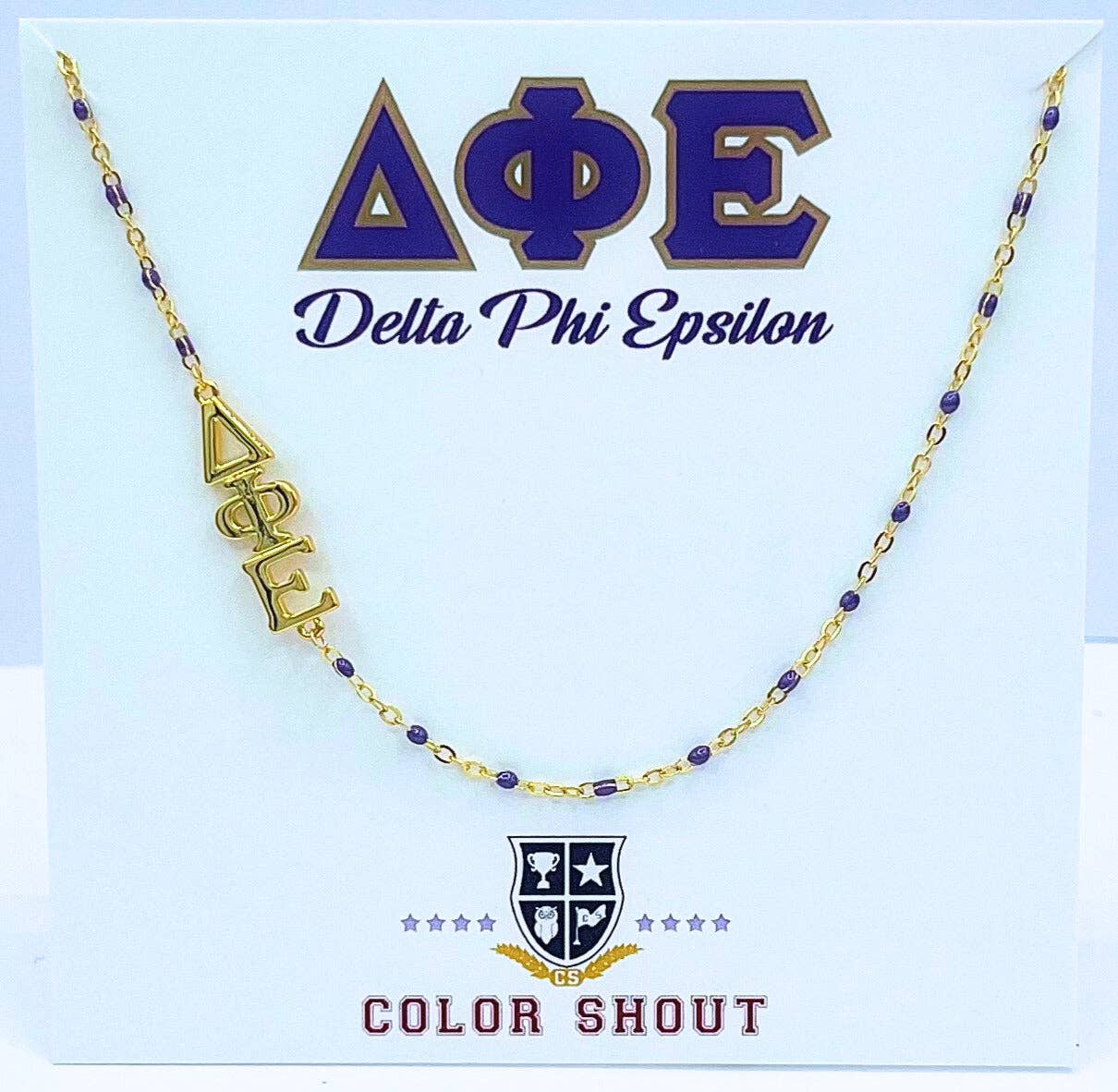 The Sorority Necklace: Side Set Greek letters on Enamel Bead Necklace: Alpha Gamma Delta