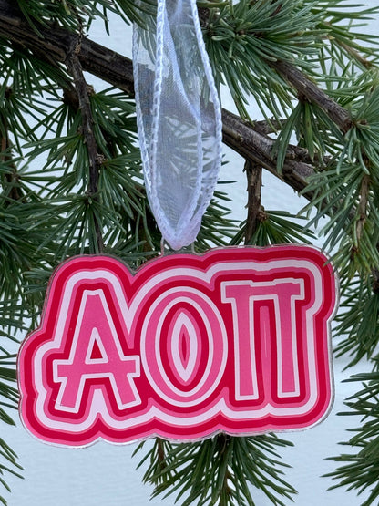 Sorority Acrylic Christmas Ornament: Alpha Gamma Delta