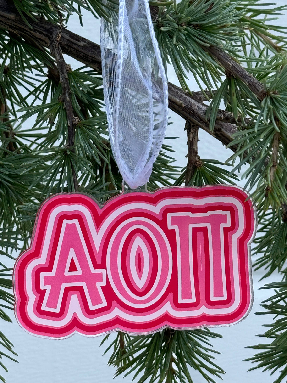 Sorority Acrylic Christmas Ornament: Alpha Omicron Pi