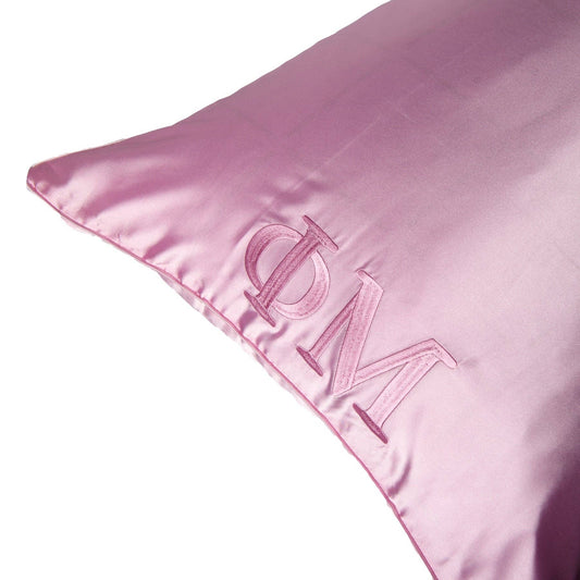 Sorority Pink Embroidered Satin Pillowcase: Phi Mu