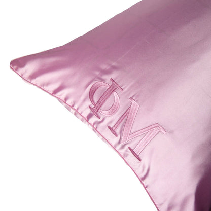 Sorority Pink Embroidered Satin Pillowcase: Alpha Gam
