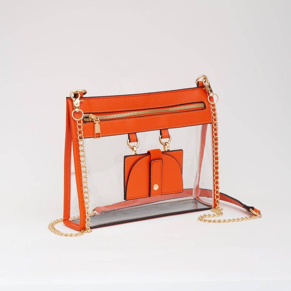 Clear Gameday Crossbody Bag Purse With Sunglasses Holder: Gold
