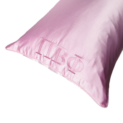 Sorority Pink Embroidered Satin Pillowcase: Phi Mu