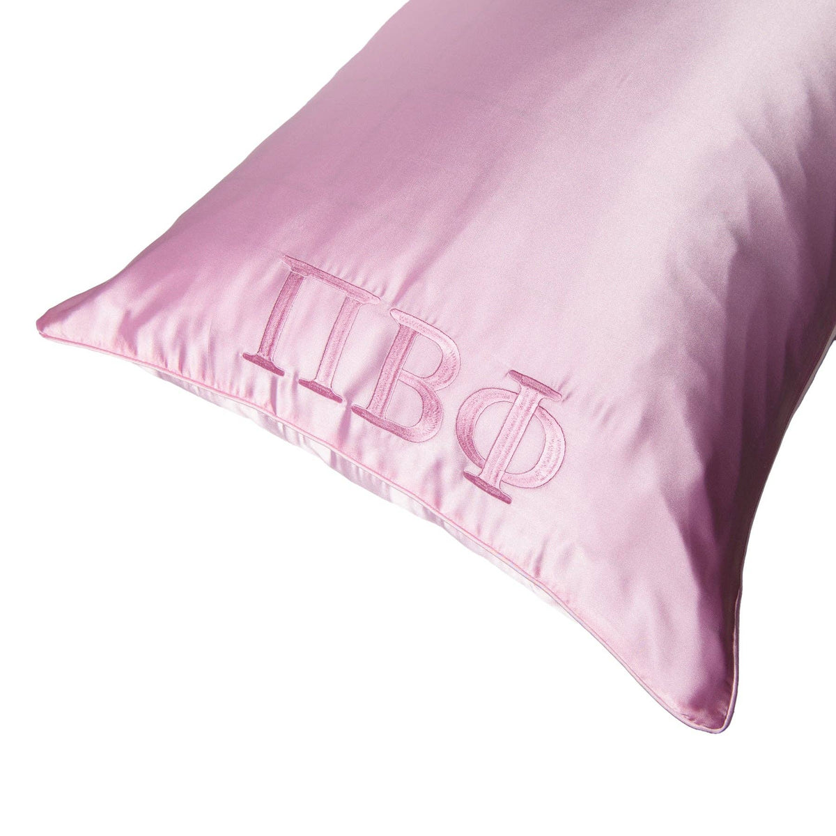 Sorority Pink Embroidered Satin Pillowcase: Alpha Gam