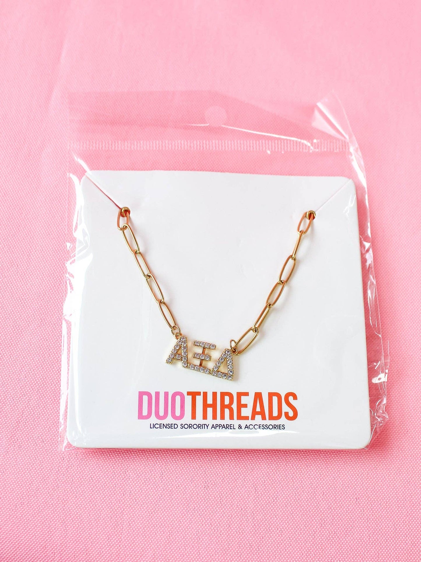 Rhinestone Sorority Necklace: ALPHA GAMMA DELTA