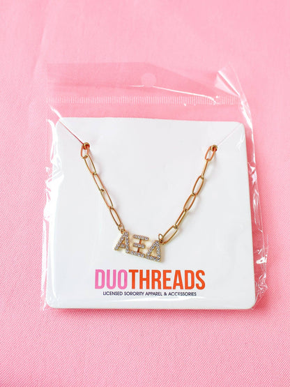 Rhinestone Sorority Necklace: ALPHA GAMMA DELTA