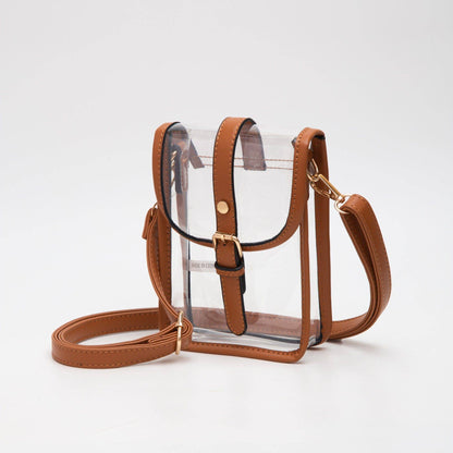 Game Day Clear Buckle Strap Mini Crossbody Bag Purse : Gold