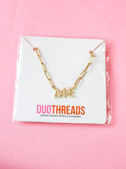 Rhinestone Sorority Necklace: ALPHA GAMMA DELTA