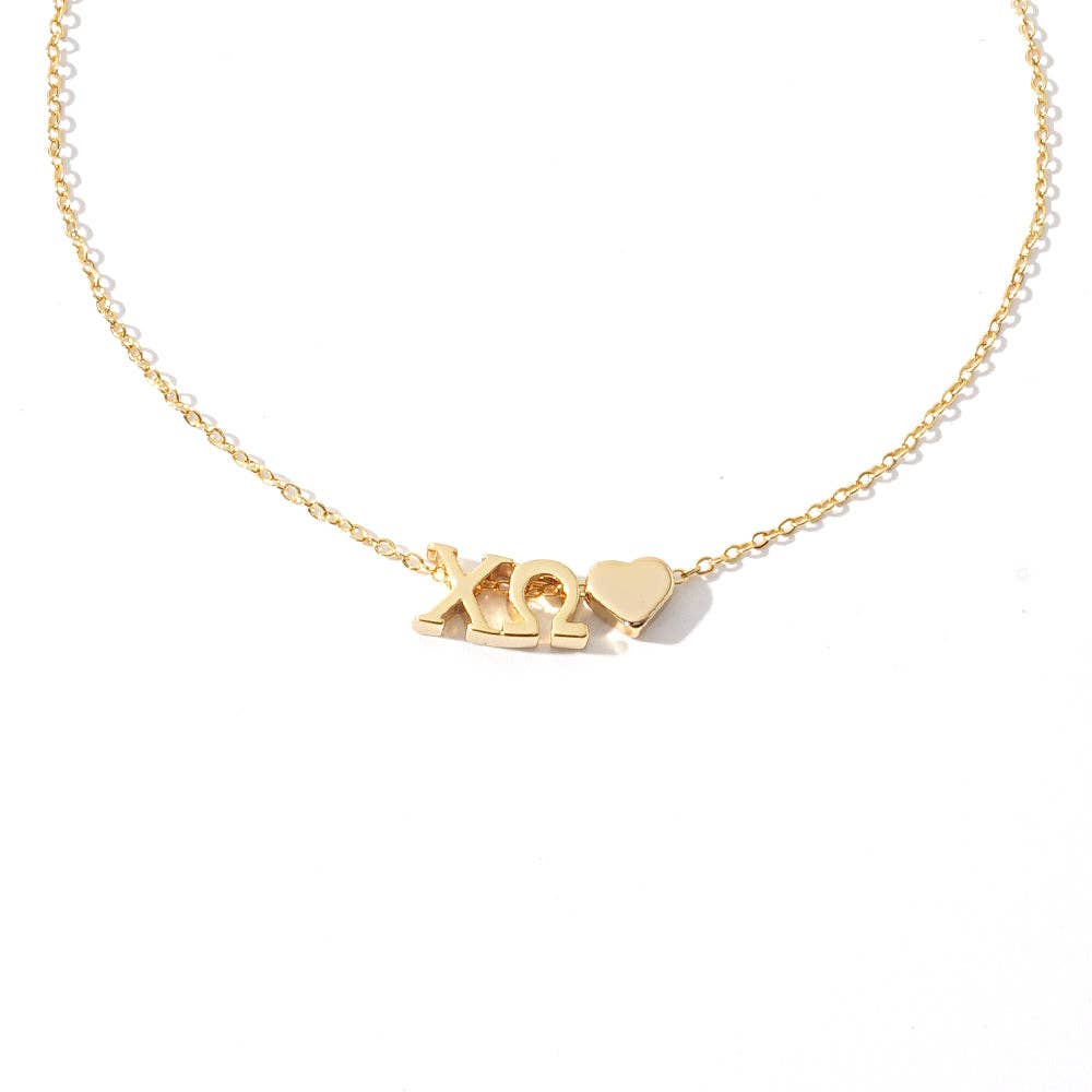 I Love My Sorority: Greek Letters Heart Necklace: Alpha Gamma Delta