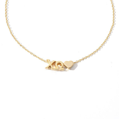 I Love My Sorority: Greek Letters Heart Necklace: Alpha Gamma Delta