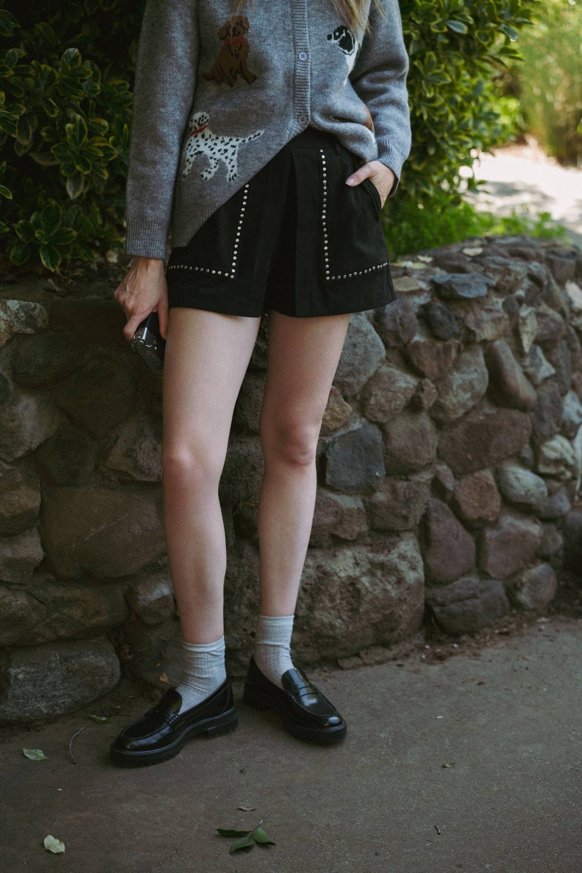 STUDDED HIGH WAIST SKORT