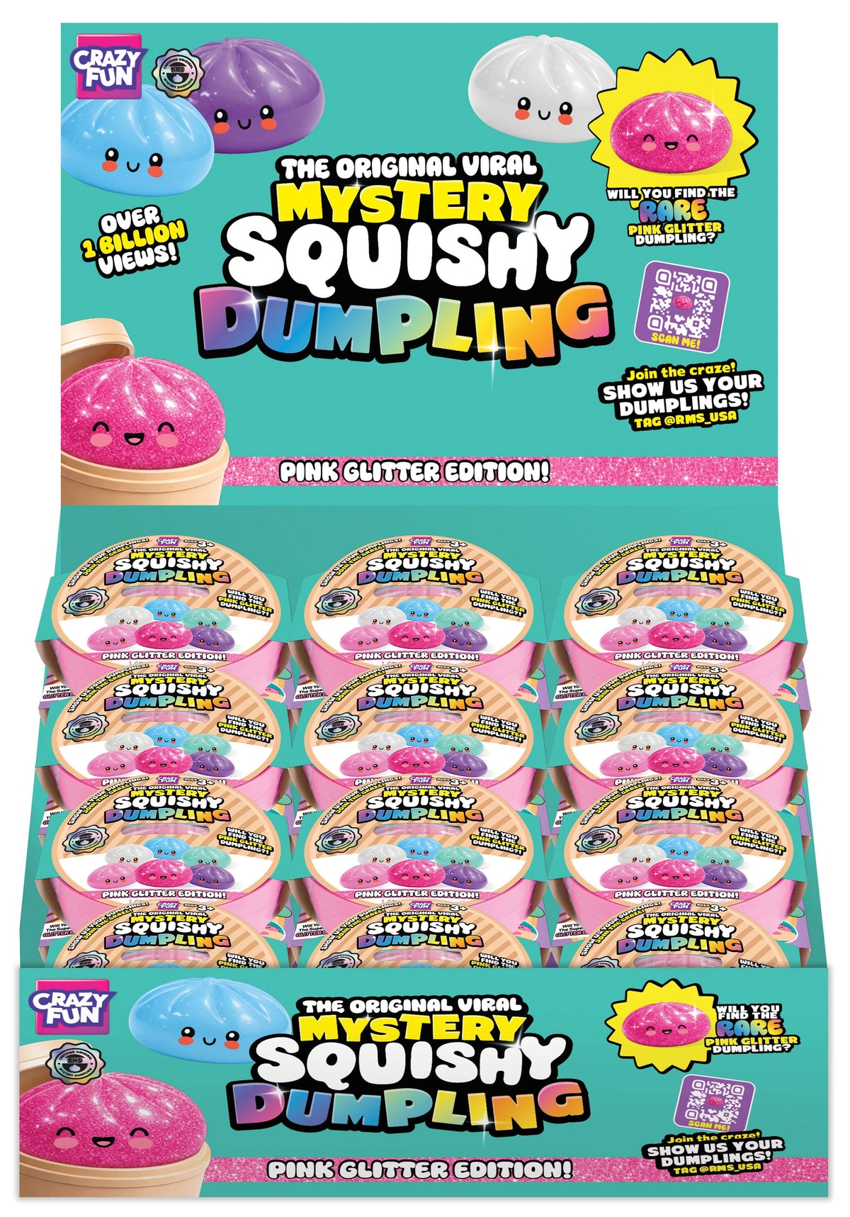 PREORDER: Showcase - RMS® Crazy Fun™ Pink Mystery Glitter Bao Bun – Rare Chase