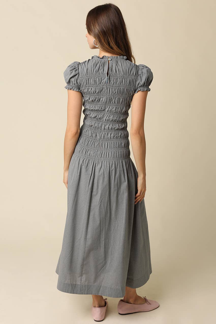 PREORDER: Brianna Smocked Maxi Dress: Blue