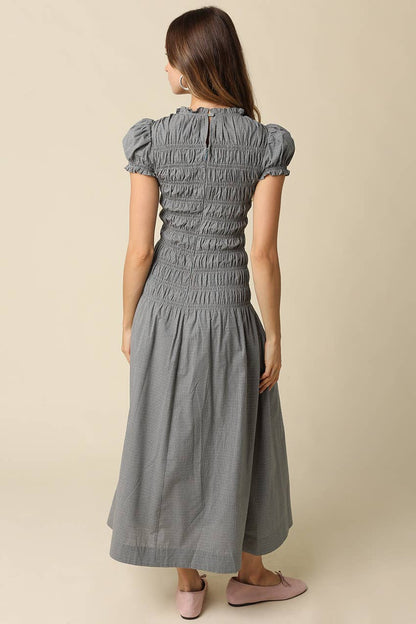 PREORDER: Brianna Smocked Maxi Dress: Blue