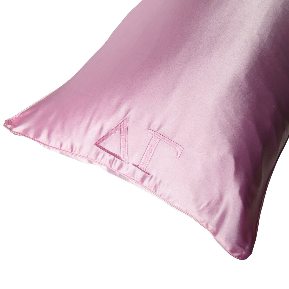 Sorority Pink Embroidered Satin Pillowcase: Phi Mu