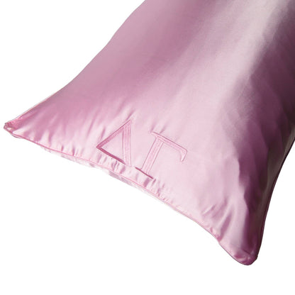 Sorority Pink Embroidered Satin Pillowcase: Alpha Gam