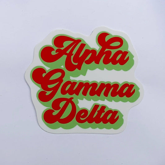 Sorority RETRO Script Decal Sticker: Alpha Gamma Delta