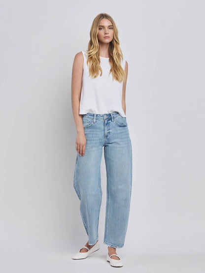PREORDER: Lovervet by VERVET - HIGH RISE LIGHT WASH BARREL LEG JEANS