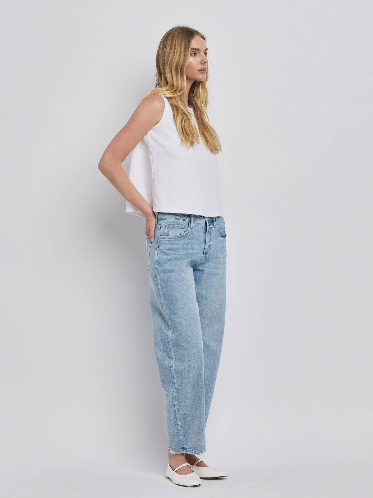 PREORDER: Lovervet by VERVET - HIGH RISE LIGHT WASH BARREL LEG JEANS
