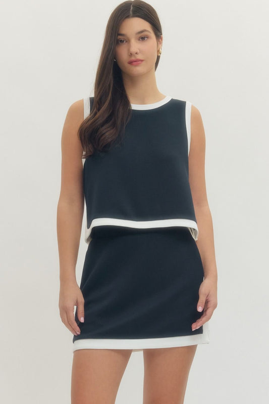 Entro Knit Skirt Set: NAVY
