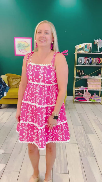 CLEARANCE: Pink Ric Rac tie shoulder dress