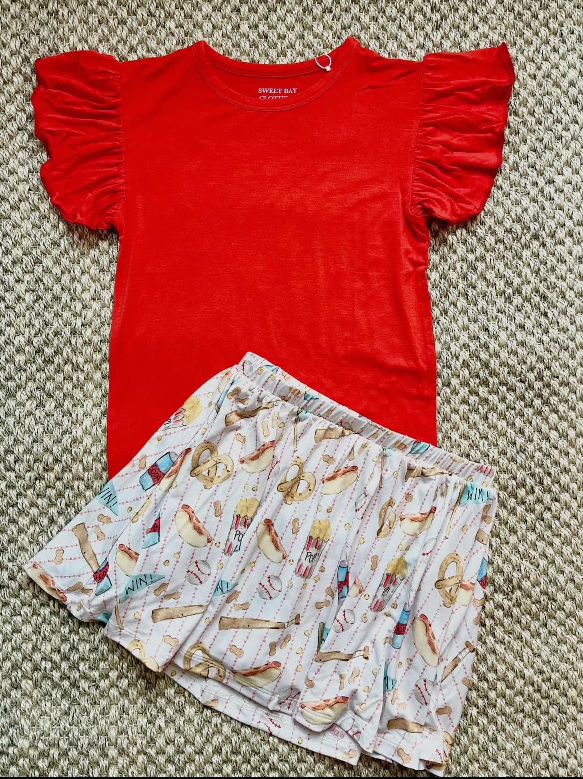 Red Ruffle Cap Sleeve tee