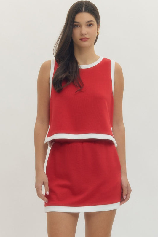 Entro knit skirt set : RED