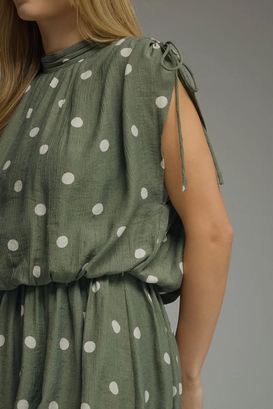 Green Polka Dot Mini Dress