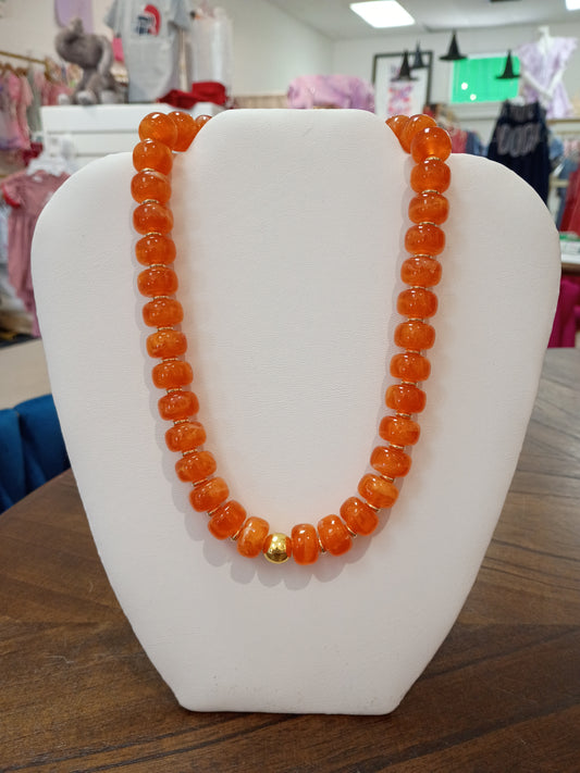 Orange & Gold Beaded Necklace
