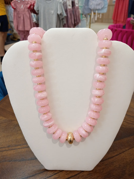 Pink & Gold Beaded Necklace