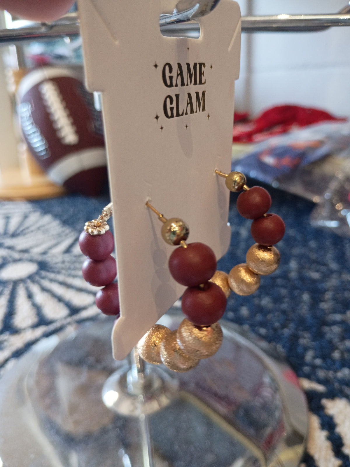 Maroon & Gold Hoop Earrings