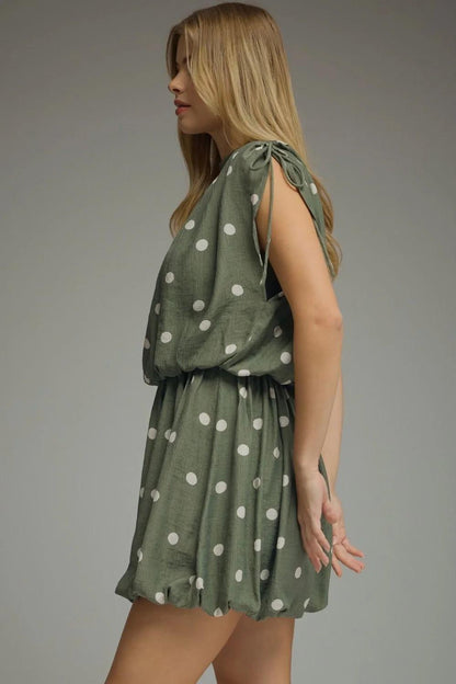 Green Polka Dot Mini Dress
