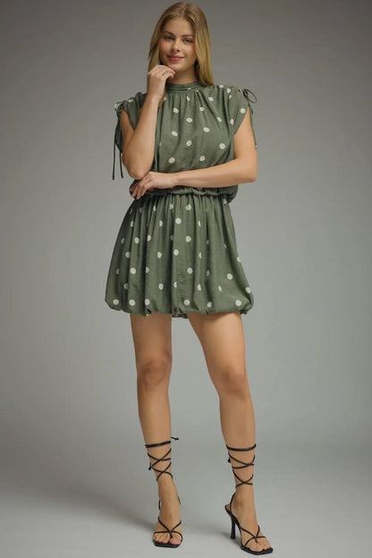 Green Polka Dot Mini Dress