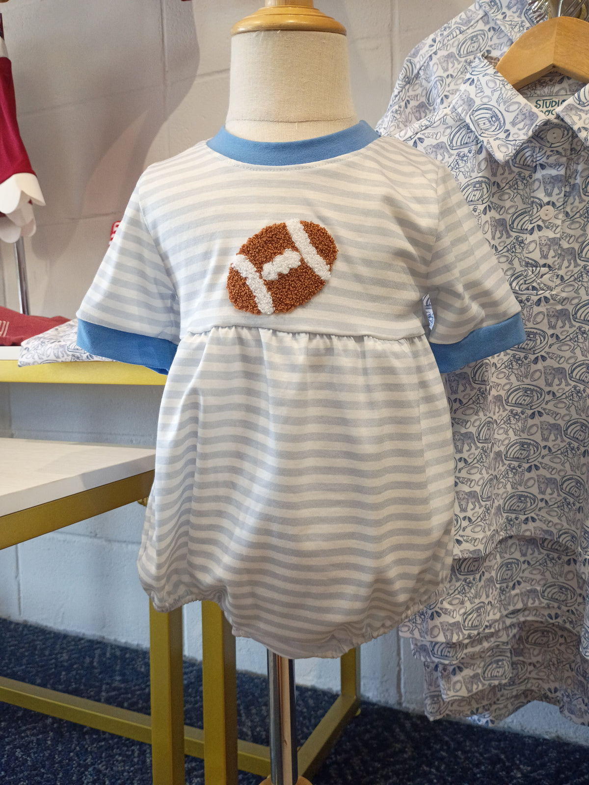 Blue Stripe French Knot Football Bubble