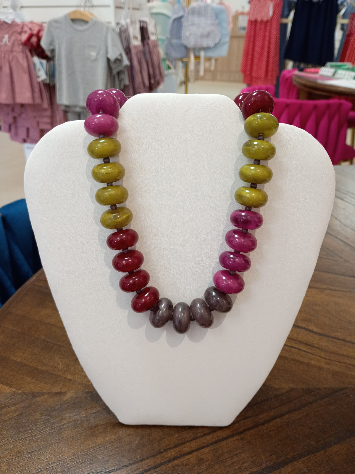 Purple & Green Chunky Beaded Necklace