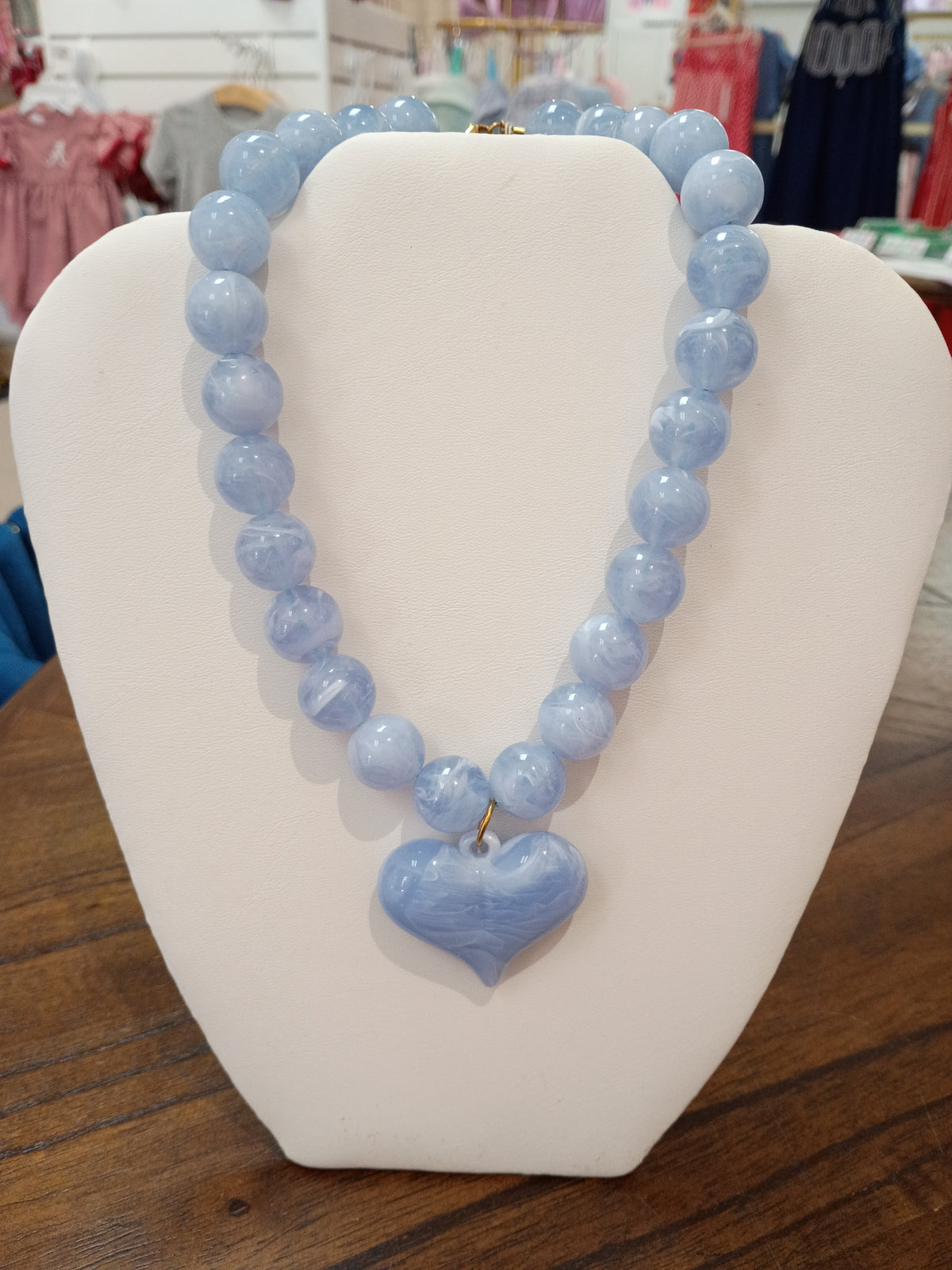 Light Blue Heart Beaded Necklace