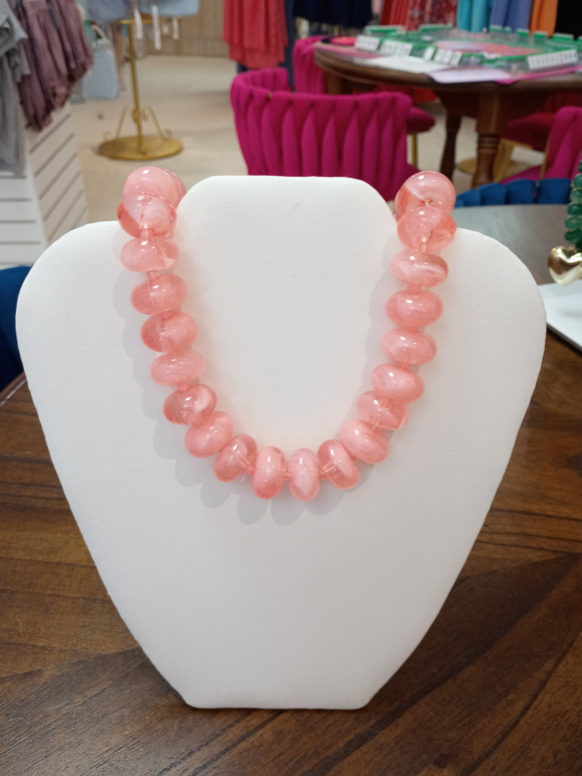Coral Pink Beaded Necklace