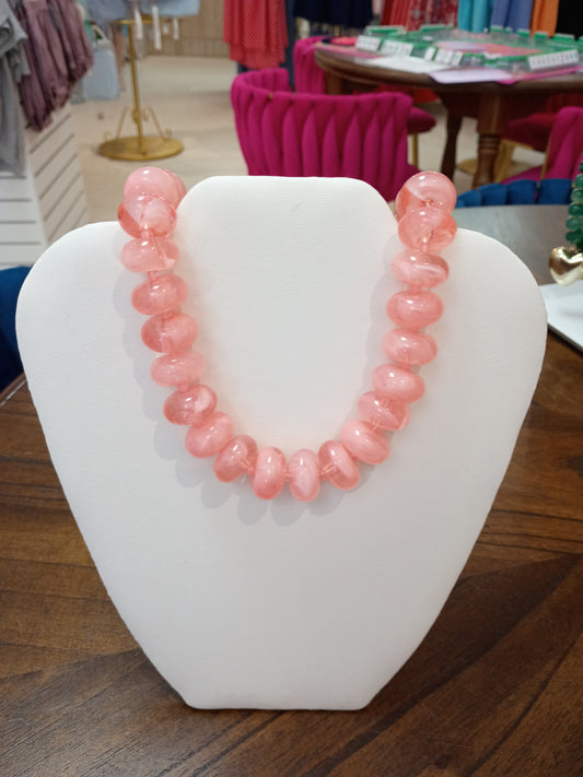 Coral Pink Beaded Necklace