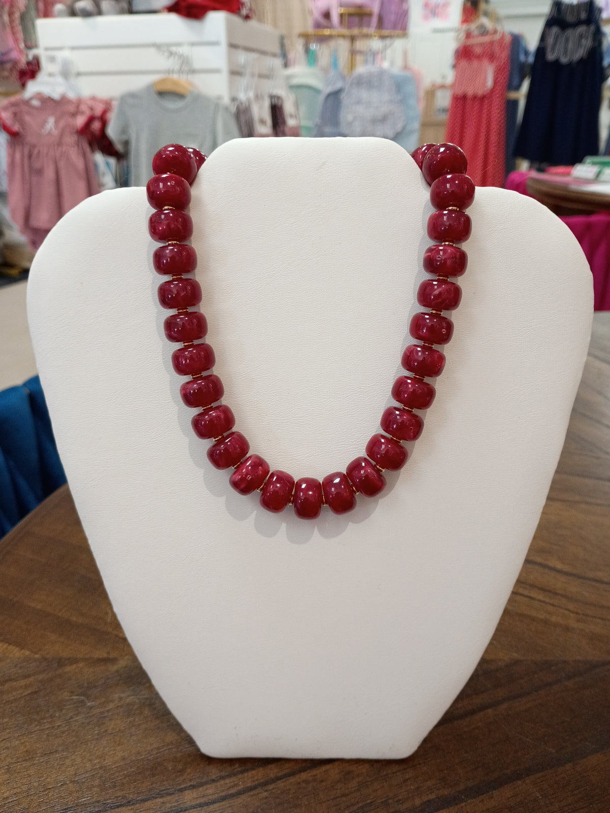 Dark Red Beaded Necklace