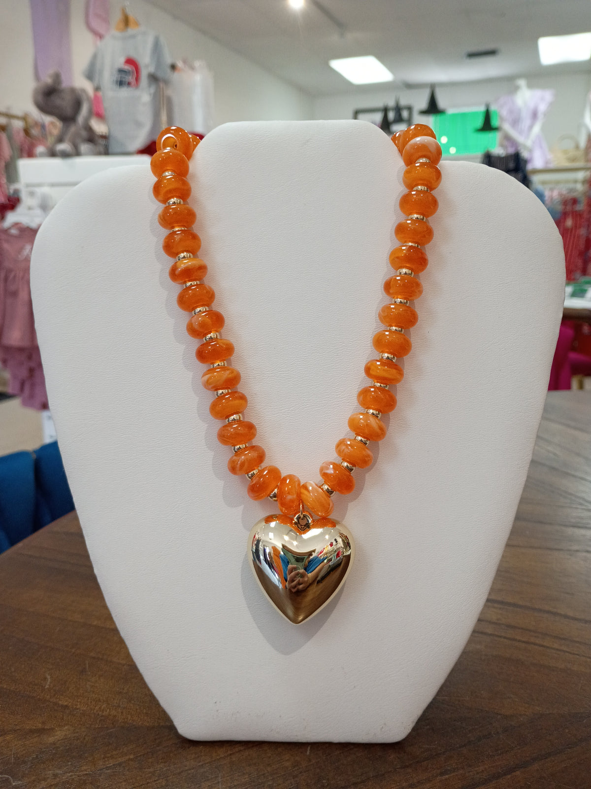 Orange & Gold Beaded Necklace