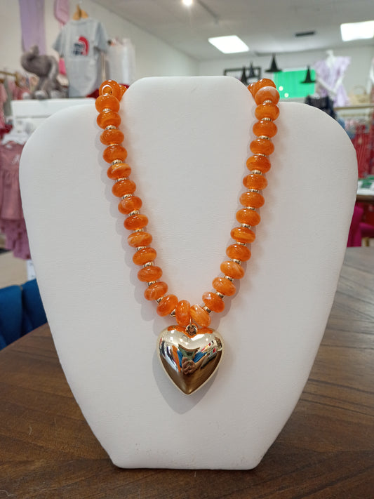 Orange & Gold Beaded Necklace