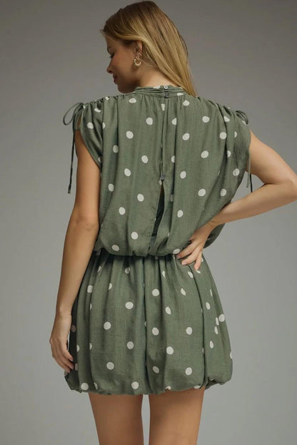 Green Polka Dot Mini Dress