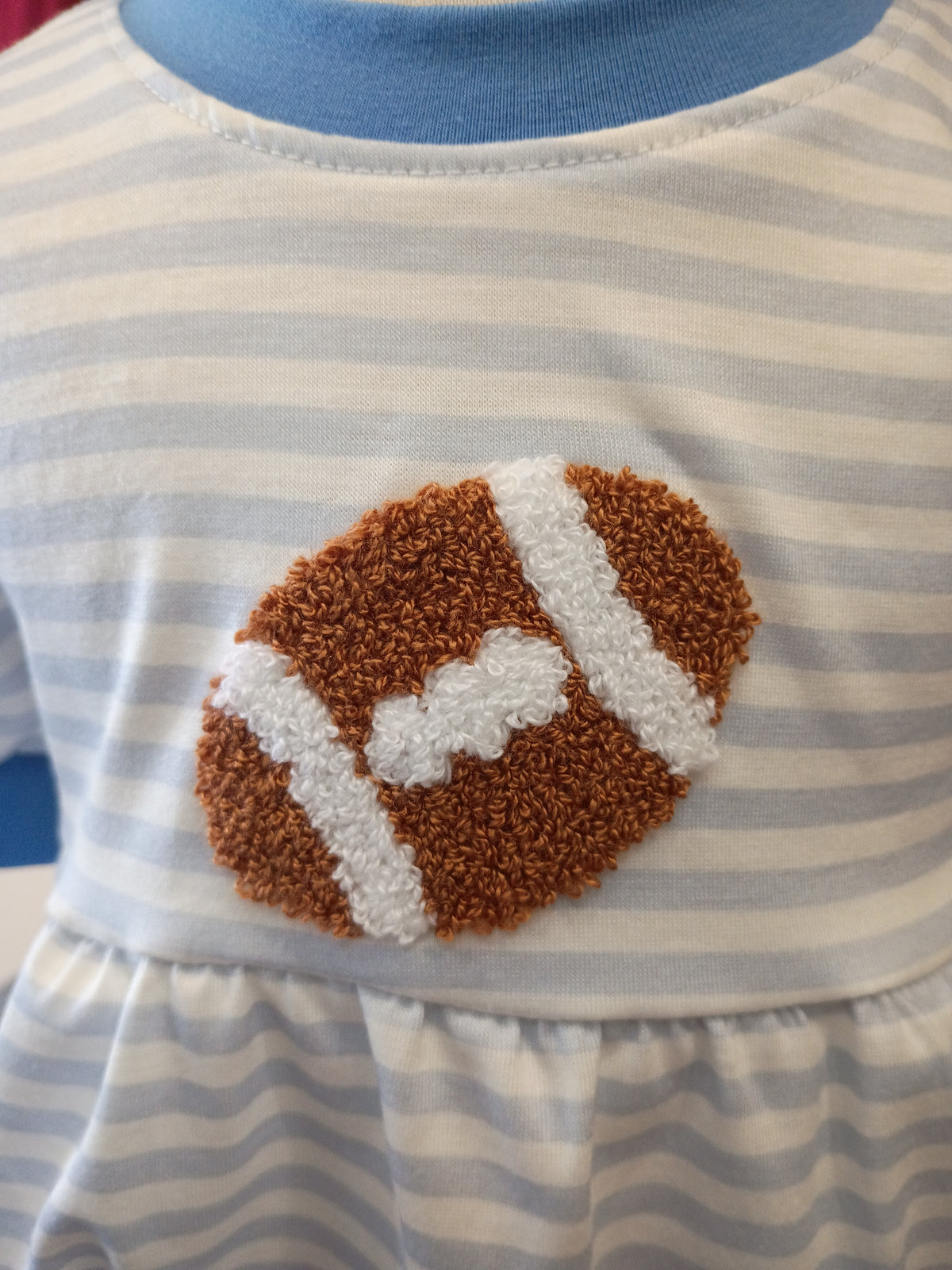 Blue Stripe French Knot Football Bubble