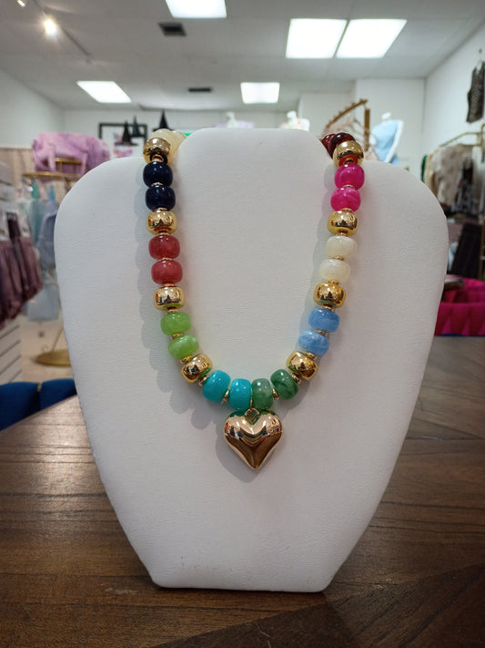 Multicolor & Gold Beaded Necklace