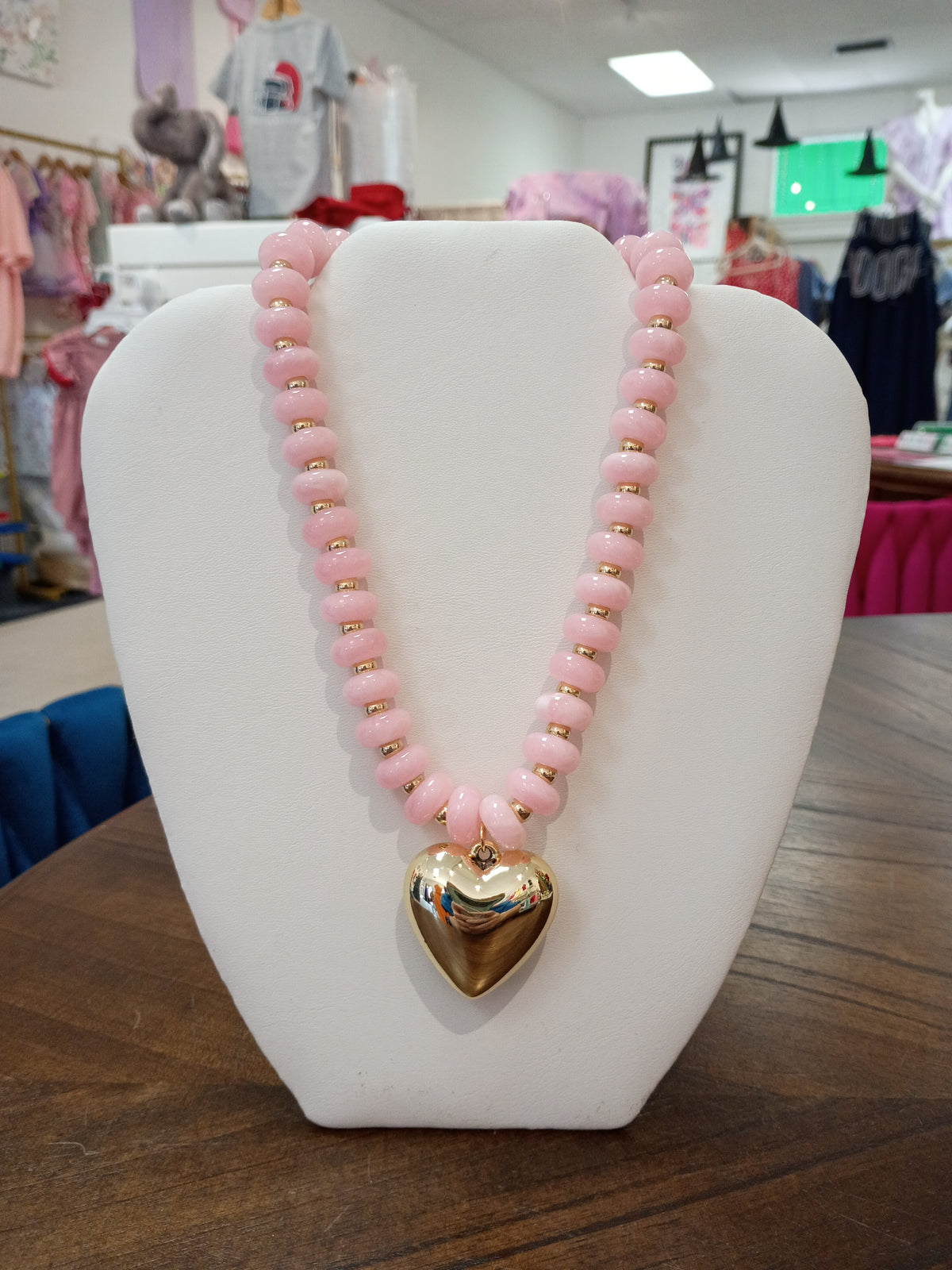 Light Pink & Gold Beaded Necklace