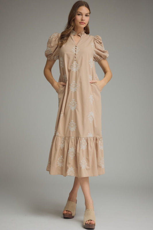 Entro Latte embroidered midi dress